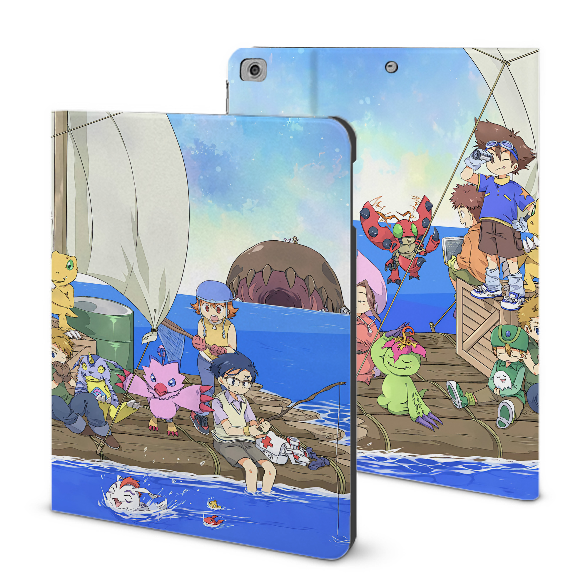 （画像用） Digimon デジタルモンスター/デジモン IPad ケース ブック型 PUレザー TPU 耐衝撃 軽量 薄型 ペン収納なし 全面保護 IPad 各モデル対応